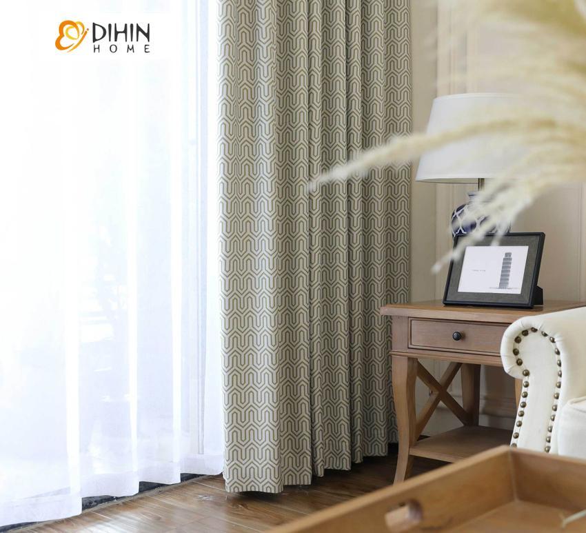 DIHINHOME Home Textile Modern Curtain DIHIN HOME  Nordic Geometry Curtain，Blackout Grommet Window Curtain for Living Room ,52x63-inch,1 Panel