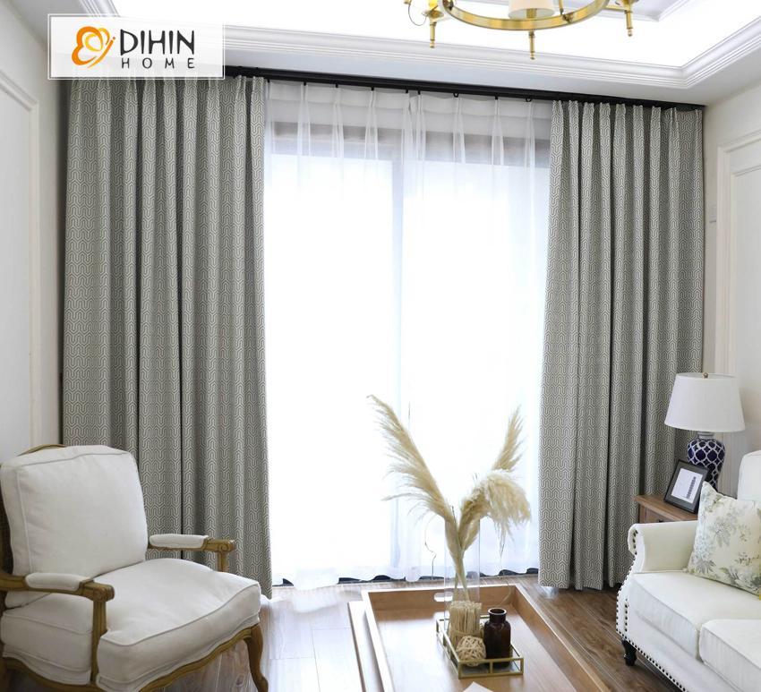 DIHINHOME Home Textile Modern Curtain DIHIN HOME  Nordic Geometry Curtain，Blackout Grommet Window Curtain for Living Room ,52x63-inch,1 Panel