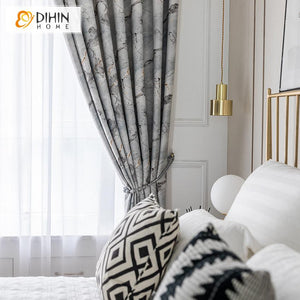 DIHIN HOME Nordic Marbling Printed Curtain,Blackout Curtains Grommet Window Curtain for Living Room ,52x84-inch,1 Panel