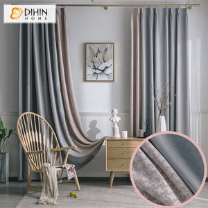 DIHIN HOME Nordic Modern Houndstooth Stitching Curtains,Blackout Grommet Window Curtain for Living Room ,52x63-inch,1 Panel