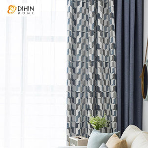 DIHIN HOME Nordic Plaid Geometry Printed,Blackout Grommet Window Curtain for Living Room ,52x63-inch,1 Panel