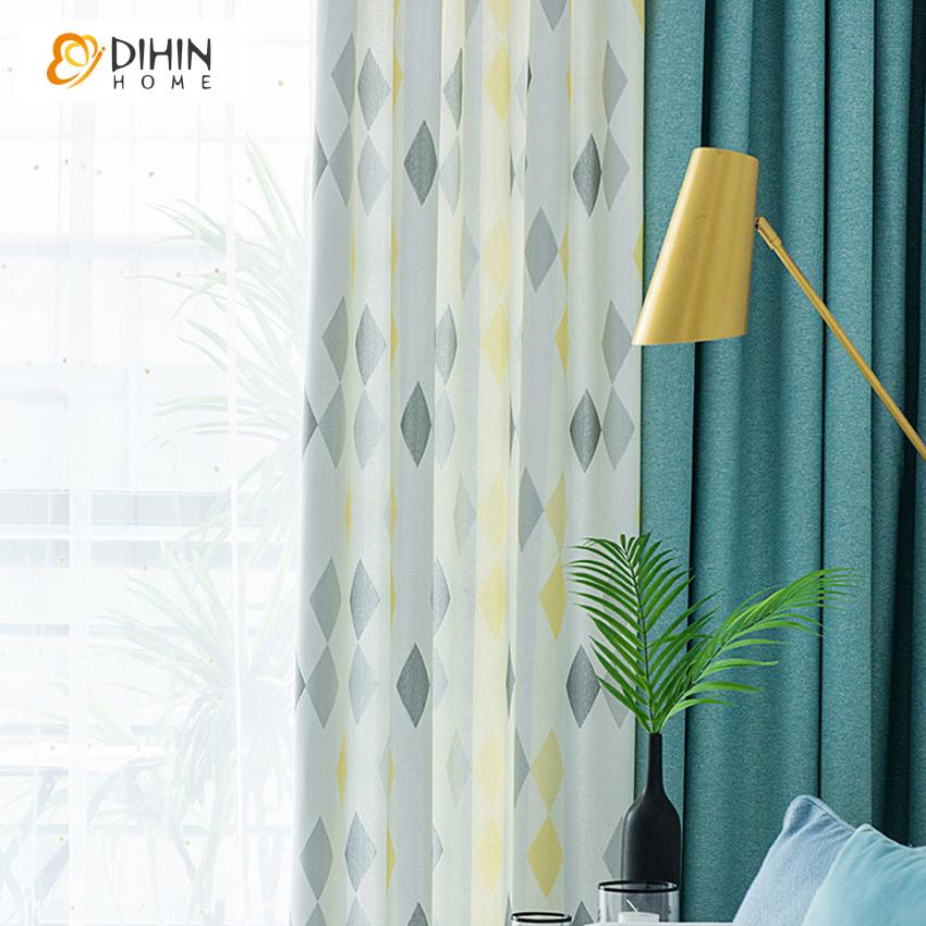 DIHIN HOME Nordic Simple Geometry Printed,Blackout Grommet Window Curtain for Living Room ,52x63-inch,1 Panel