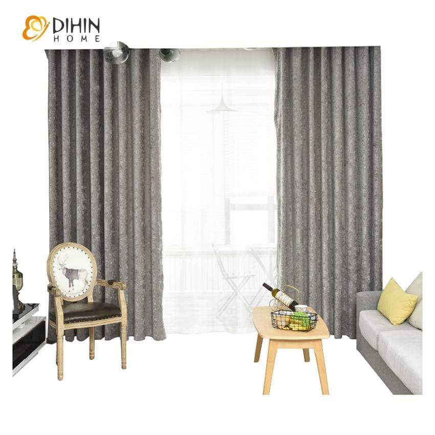 DIHINHOME Home Textile Modern Curtain DIHIN HOME Nortic Velvet Farbic Window Curtains，Blackout Grommet Window Curtain for Living Room ,52x63-inch,1 Panel