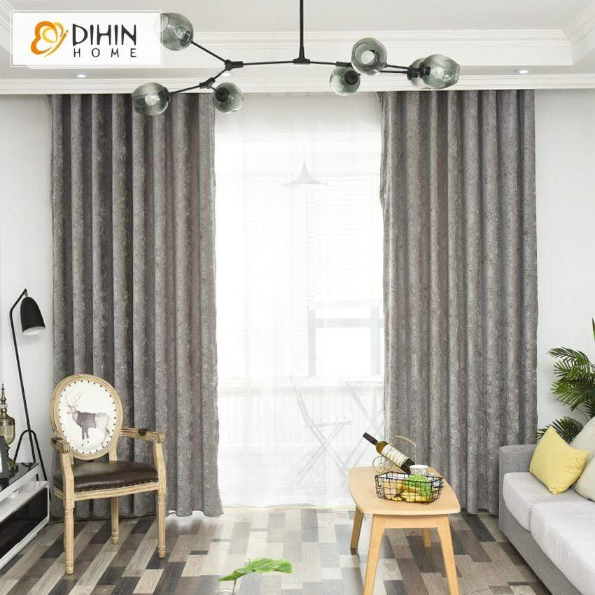 DIHINHOME Home Textile Modern Curtain DIHIN HOME Nortic Velvet Farbic Window Curtains，Blackout Grommet Window Curtain for Living Room ,52x63-inch,1 Panel