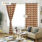 DIHINHOME Home Textile Modern Curtain DIHIN HOME Orange Stripes Printed，Blackout Grommet Window Curtain for Living Room ,52x63-inch,1 Panel