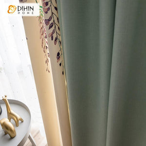 DIHINHOME Home Textile Modern Curtain DIHIN HOME Pastoral Flowers Spliced Curtains，Blackout Grommet Window Curtain for Living Room ,52x63-inch,1 Panel