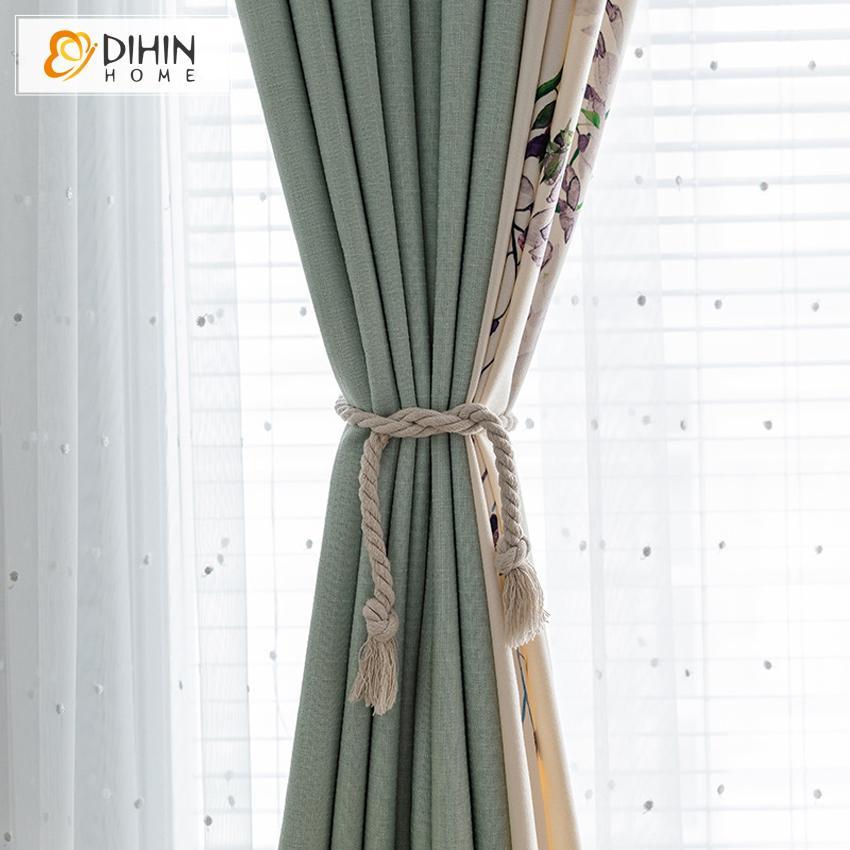 DIHINHOME Home Textile Modern Curtain DIHIN HOME Pastoral Flowers Spliced Curtains，Blackout Grommet Window Curtain for Living Room ,52x63-inch,1 Panel