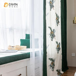 DIHIN HOME Pastoral Ink Flowers Spliced Curtains，Blackout Grommet Window Curtain for Living Room ,52x63-inch,1 Panel