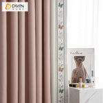 DIHINHOME Home Textile Modern Curtain DIHIN HOME Pastoral Pink Curtains With Butterfly Lace,Blackout Grommet Window Curtain for Living Room ,52x63-inch,1 Panel