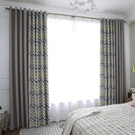 DIHINHOME Home Textile Modern Curtain DIHIN HOME Pixel style Yellow Grey Stripes Printed，Blackout Grommet Window Curtain for Living Room ,52x63-inch,1 Panel