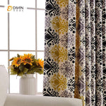 DIHINHOME Home Textile Modern Curtain DIHIN HOME Printed Geometric Curtain ,Cotton Linen ,Blackout Grommet Window Curtain for Living Room ,52x63-inch,1 Panel
