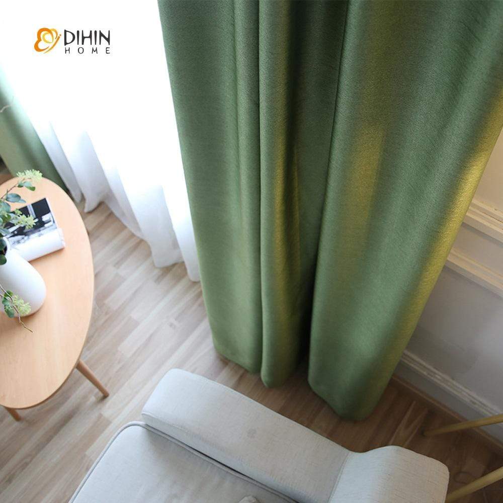 DIHINHOME Home Textile Modern Curtain DIHIN HOME Pure Green ,Blackout Grommet Window Curtain for Living Room ,52x63-inch,1 Panel
