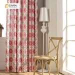 DIHINHOME Home Textile Modern Curtain DIHIN HOME Red Jacquard Printed ,Cotton Linen ,Blackout Grommet Window Curtain for Living Room ,52x63-inch,1 Panel