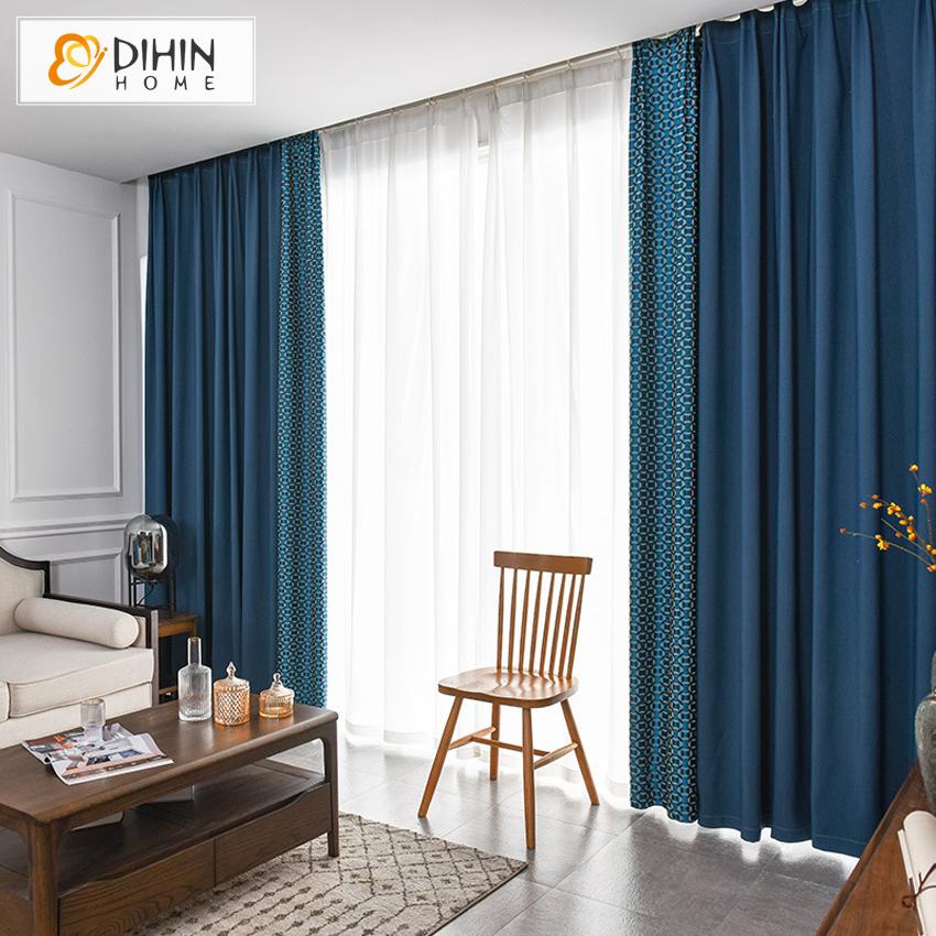 DIHIN HOME Retro Abstract Geometric,Blackout Grommet Window Curtain for Living Room ,52x63-inch,1 Panel