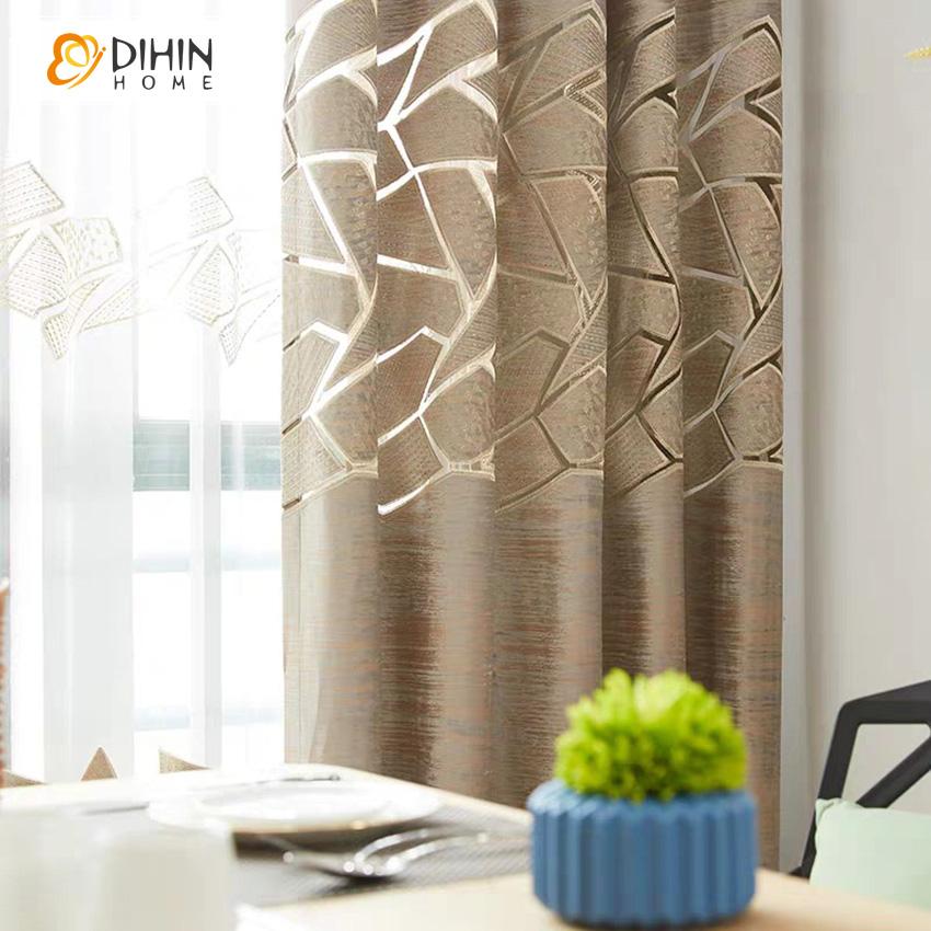 DIHIN HOME Retro Abstract Geometric Line Pattern Fashion Curtains,Blackout Grommet Window Curtain for Living Room ,52x63-inch,1 Panel
