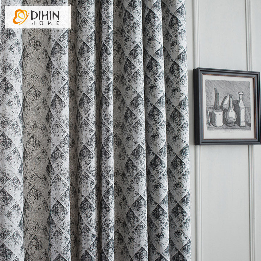 DIHINHOME Home Textile Modern Curtain DIHIN HOME Retro Geometric Curtains,Grommet Window Curtain for Living Room ,52x63-inch,1 Panel