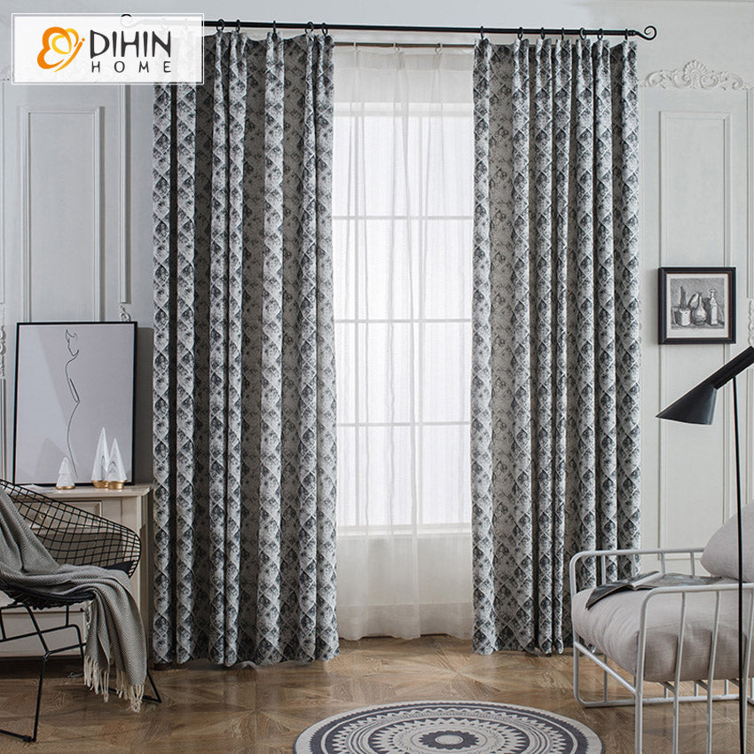 DIHIN HOME Retro Geometric Curtains,Grommet Window Curtain for Living Room ,52x63-inch,1 Panel