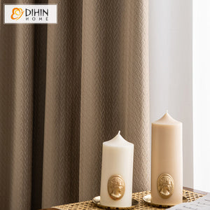 DIHINHOME Home Textile Modern Curtain DIHIN HOME Retro High Precision Coffee Embossing,Blackout Grommet Window Curtain for Living Room ,52x63-inch,1 Panel