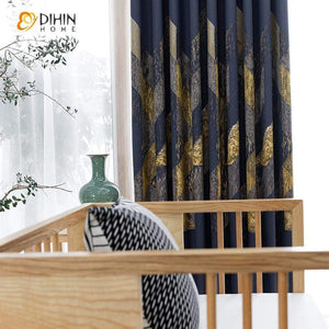 DIHINHOME Home Textile Modern Curtain DIHIN HOME Retro Jacquard Curtain ,Cotton Linen ,Blackout Grommet Window Curtain for Living Room ,52x63-inch,1 Panel