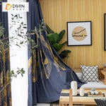 DIHINHOME Home Textile Modern Curtain DIHIN HOME Retro Jacquard Curtain ,Cotton Linen ,Blackout Grommet Window Curtain for Living Room ,52x63-inch,1 Panel