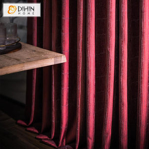 DIHINHOME Home Textile Modern Curtain DIHIN HOME Retro Luxury Red Jacquard,Blackout Grommet Window Curtain for Living Room ,52x63-inch,1 Panel