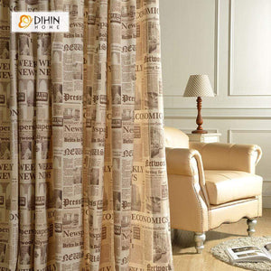 DIHINHOME Home Textile Modern Curtain DIHIN HOME Retro Newspaper Printed，Blackout Grommet Window Curtain for Living Room ,52x63-inch,1 Panel