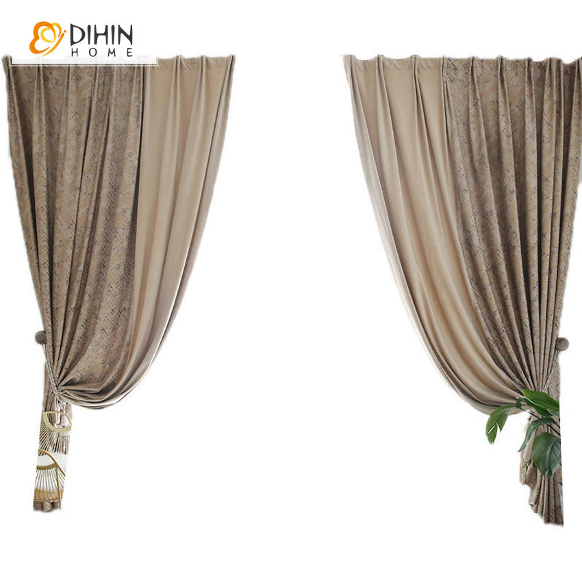 DIHINHOME Home Textile Modern Curtain DIHIN HOME Retro Thickening Fabrics,Blackout Grommet Window Curtain for Living Room ,52x63-inch,1 Panel