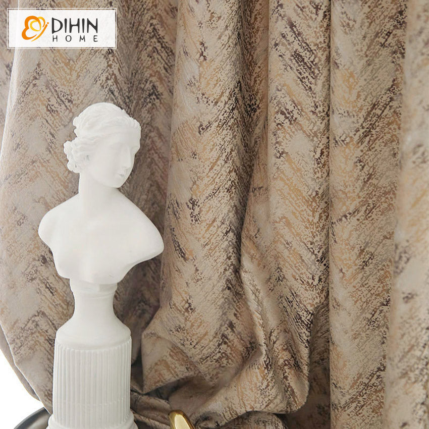 DIHINHOME Home Textile Modern Curtain DIHIN HOME Retro Thickening Fabrics,Blackout Grommet Window Curtain for Living Room ,52x63-inch,1 Panel