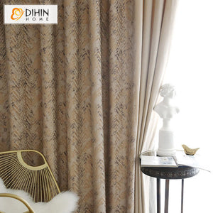 DIHINHOME Home Textile Modern Curtain DIHIN HOME Retro Thickening Fabrics,Blackout Grommet Window Curtain for Living Room ,52x63-inch,1 Panel