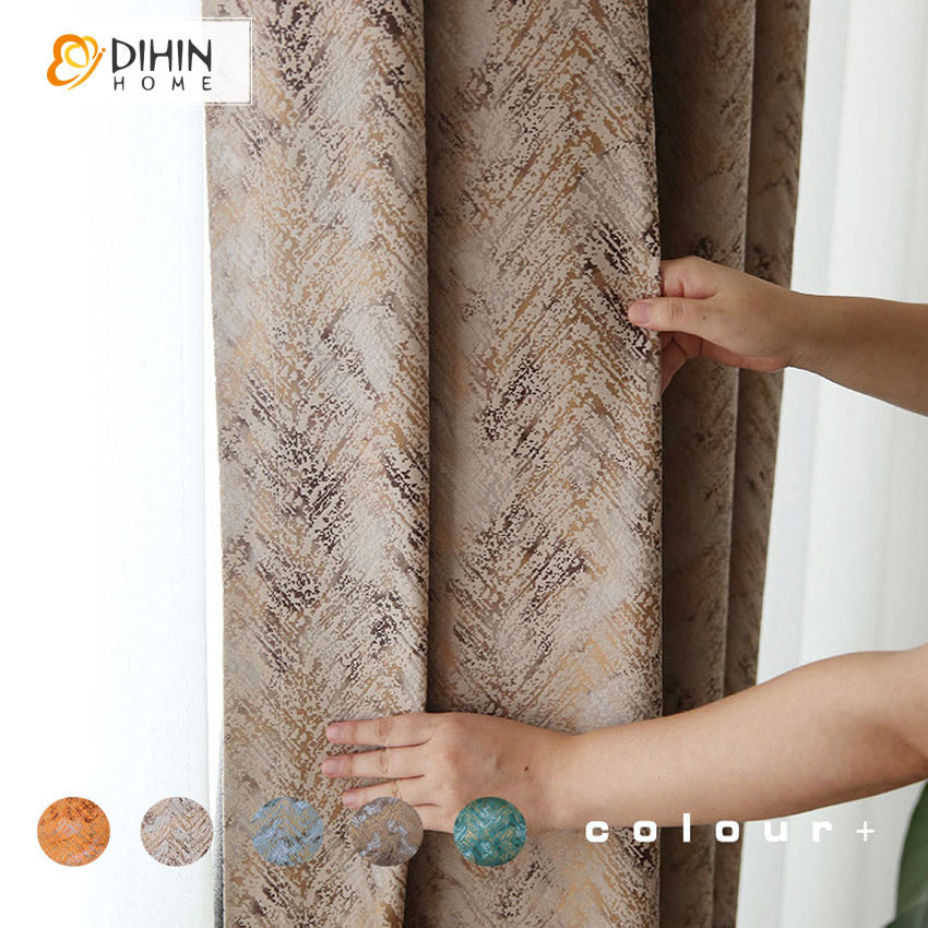 DIHINHOME Home Textile Modern Curtain DIHIN HOME Retro Thickening Fabrics,Blackout Grommet Window Curtain for Living Room ,52x63-inch,1 Panel