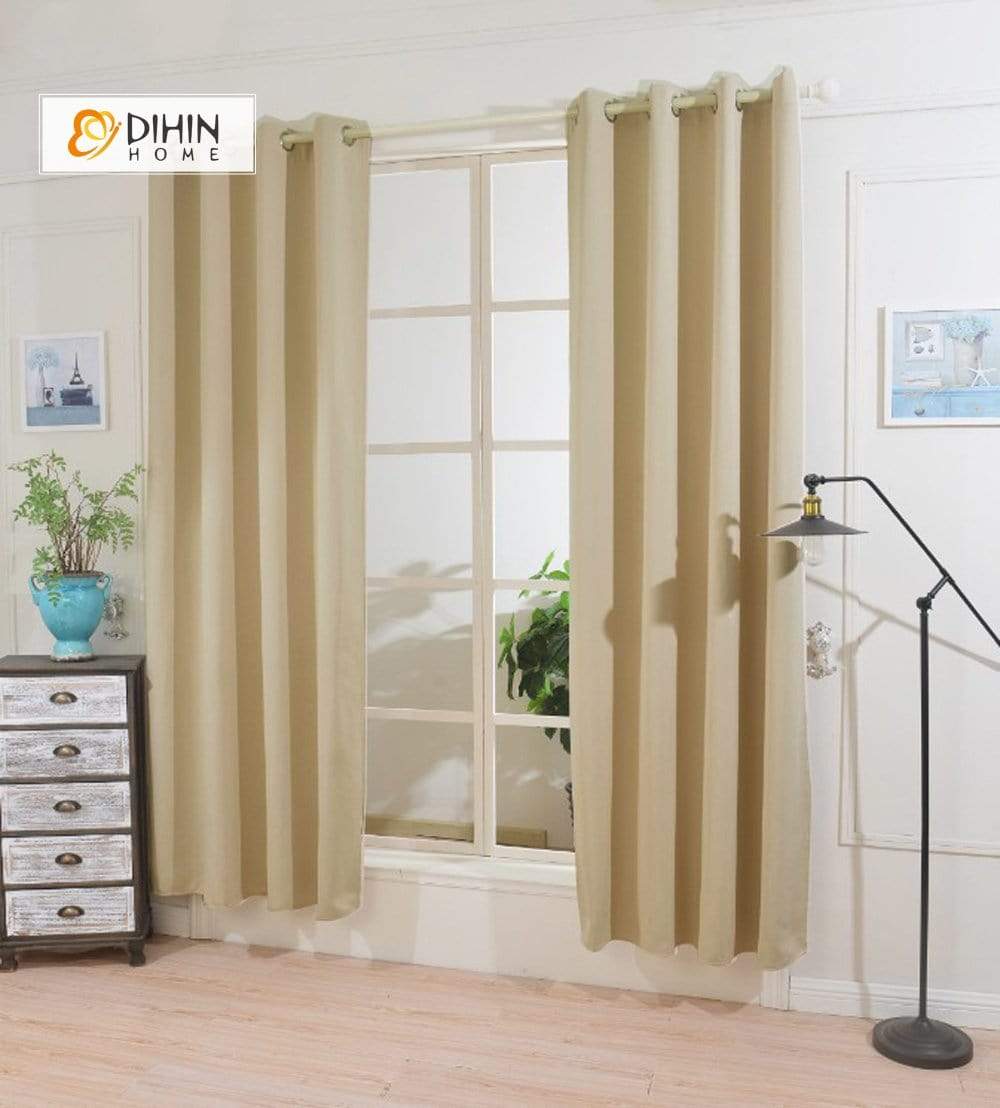 DIHINHOME Home Textile Modern Curtain DIHIN HOME Simple Beige Printed，Blackout Grommet Window Curtain for Living Room ,52x63-inch,1 Panel