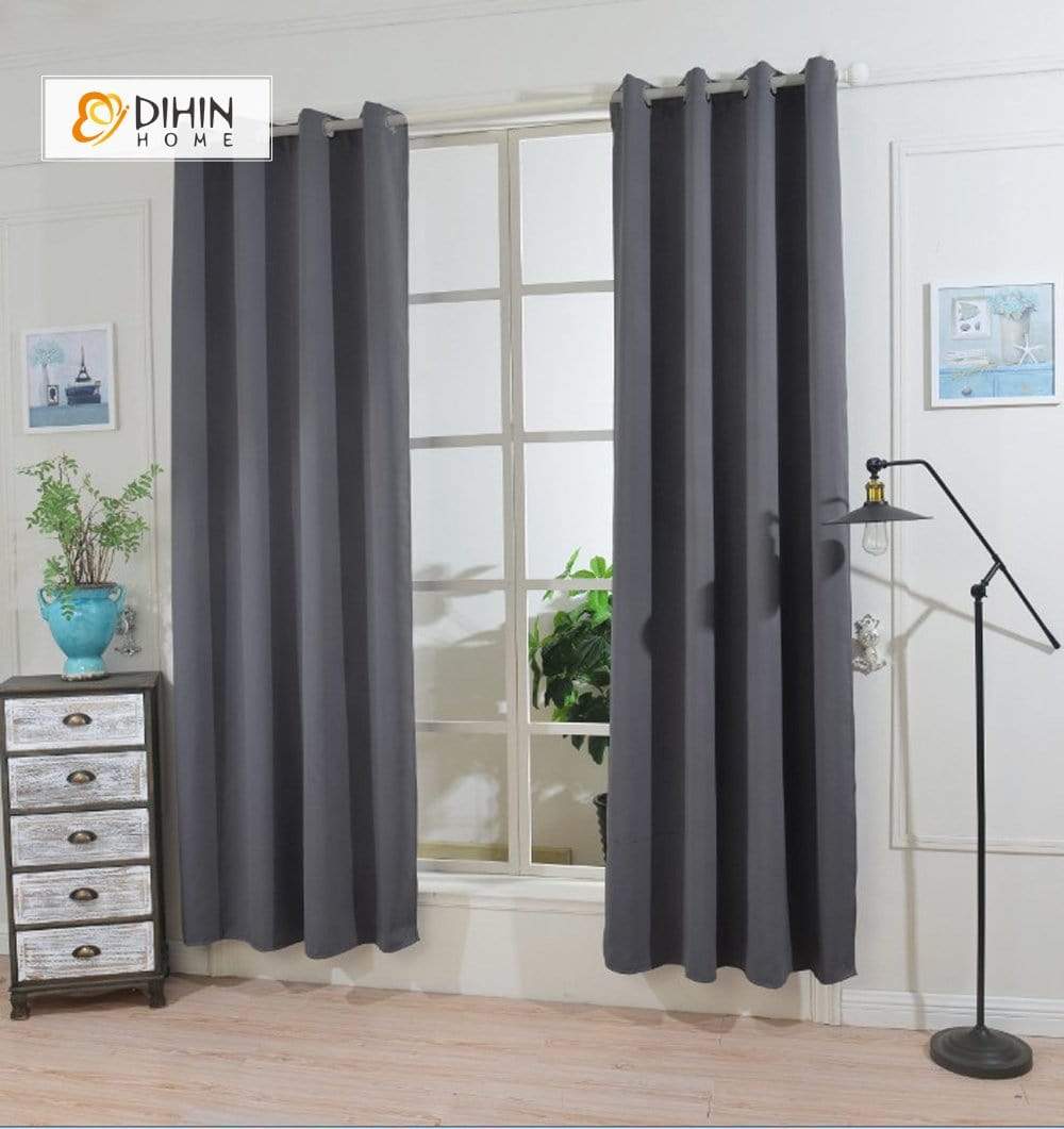 DIHINHOME Home Textile Modern Curtain DIHIN HOME Simple Black Printed，Blackout Grommet Window Curtain for Living Room ,52x63-inch,1 Panel