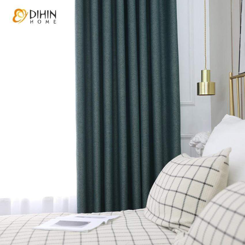 DIHINHOME Home Textile Modern Curtain DIHIN HOME Simple Green Printed,Blackout Grommet Window Curtain for Living Room ,52x63-inch,1 Panel