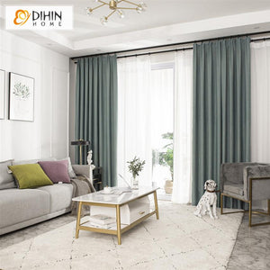 DIHIN HOME Simple High Quality Blackout Curtains,Cotton Linen,Blackout Grommet Window Curtain for Living Room ,52x63-inch,1 Panel