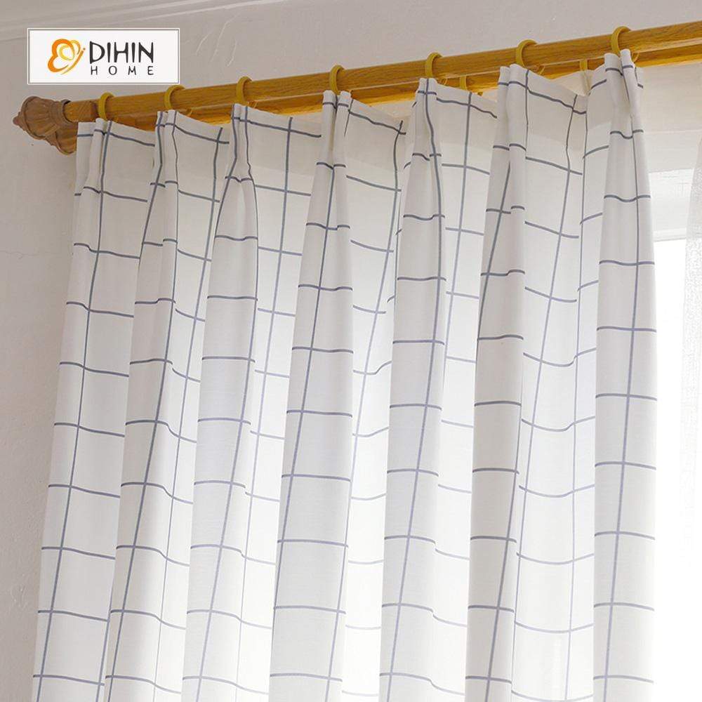 DIHINHOME Home Textile Modern Curtain DIHIN HOME Simple Lines Printed，Blackout Grommet Window Curtain for Living Room ,52x63-inch,1 Panel