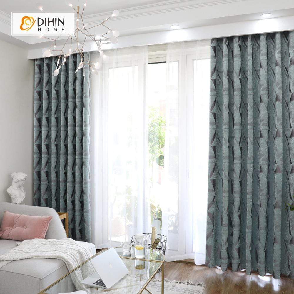 DIHINHOME Home Textile Modern Curtain DIHIN HOME Simple Pattern Printed，Blackout Grommet Window Curtain for Living Room ,52x63-inch,1 Panel