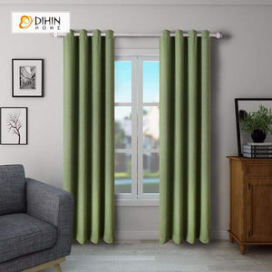 DIHINHOME Home Textile Modern Curtain DIHIN HOME SImple Solid Green Printed，Blackout Grommet Window Curtain for Living Room ,52x63-inch,1 Panel