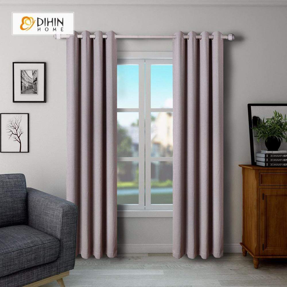 DIHINHOME Home Textile Modern Curtain DIHIN HOME SImple Solid Grey Printed，Blackout Grommet Window Curtain for Living Room ,52x63-inch,1 Panel