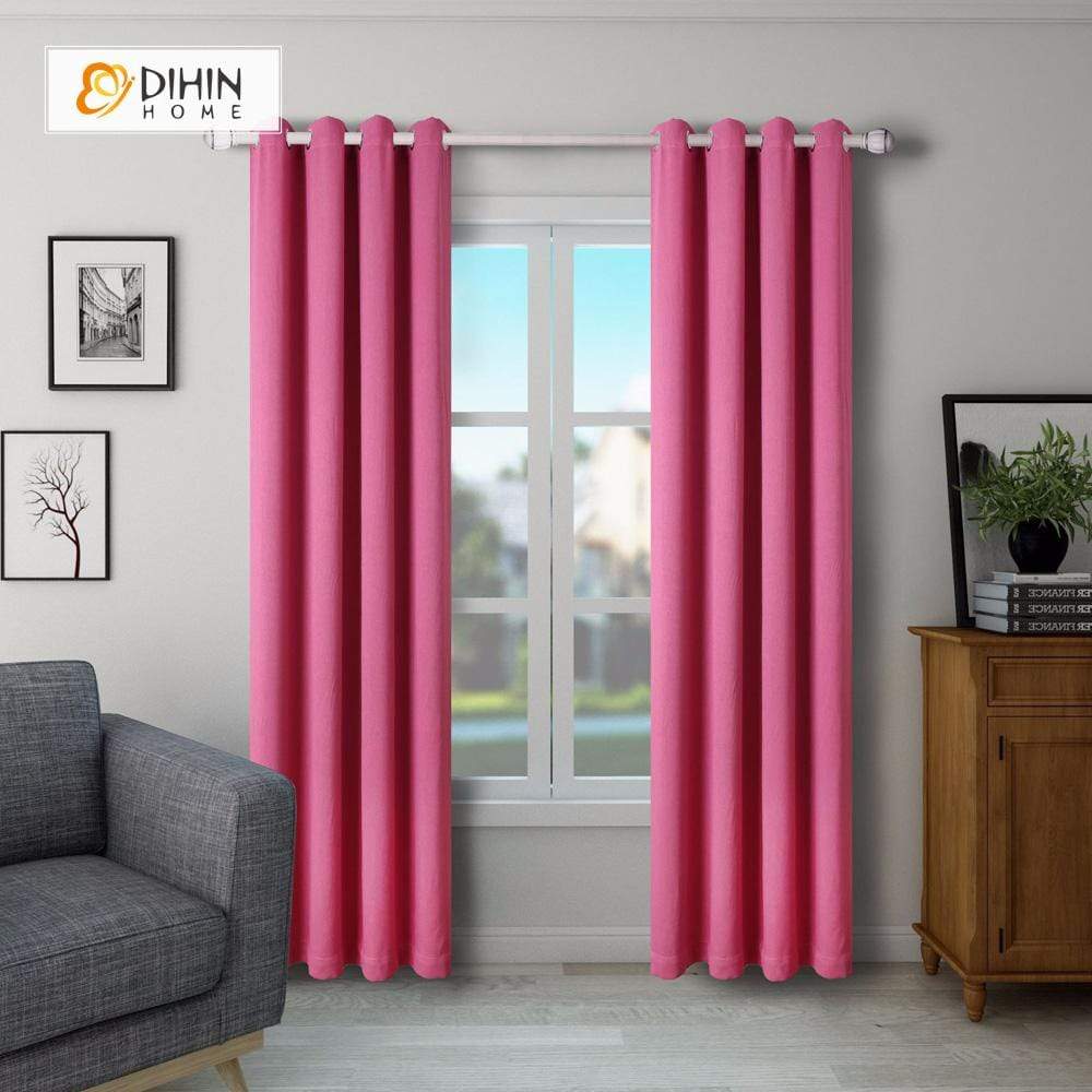 DIHINHOME Home Textile Modern Curtain DIHIN HOME SImple Solid Red Printed，Blackout Grommet Window Curtain for Living Room ,52x63-inch,1 Panel