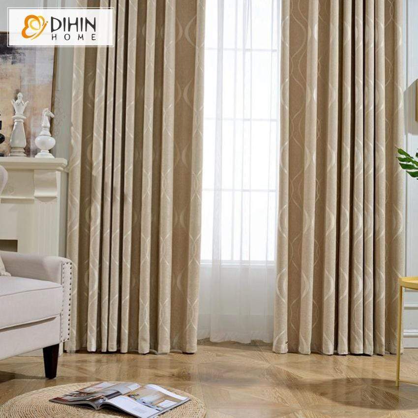 DIHINHOME Home Textile Modern Curtain DIHIN HOME Soft Curve Printed,Blackout Grommet Window Curtain for Living Room ,52x63-inch,1 Panel