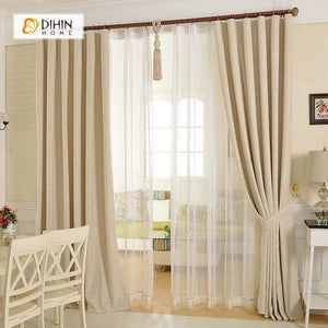 DIHINHOME Home Textile Modern Curtain DIHIN HOME Solid Beige Printed，Blackout Grommet Window Curtain for Living Room ,52x63-inch,1 Panel