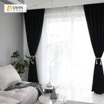 DIHINHOME Home Textile Modern Curtain DIHIN HOME Solid Black Printed，Blackout Grommet Window Curtain for Living Room ,52x63-inch,1 Panel