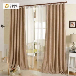 DIHINHOME Home Textile Modern Curtain DIHIN HOME Solid Brown Printed，Blackout Grommet Window Curtain for Living Room ,52x63-inch,1 Panel