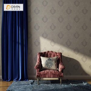 DIHINHOME Home Textile Modern Curtain DIHIN HOME Solid Dark Blue Printed，Blackout Grommet Window Curtain for Living Room ,52x63-inch,1 Panel