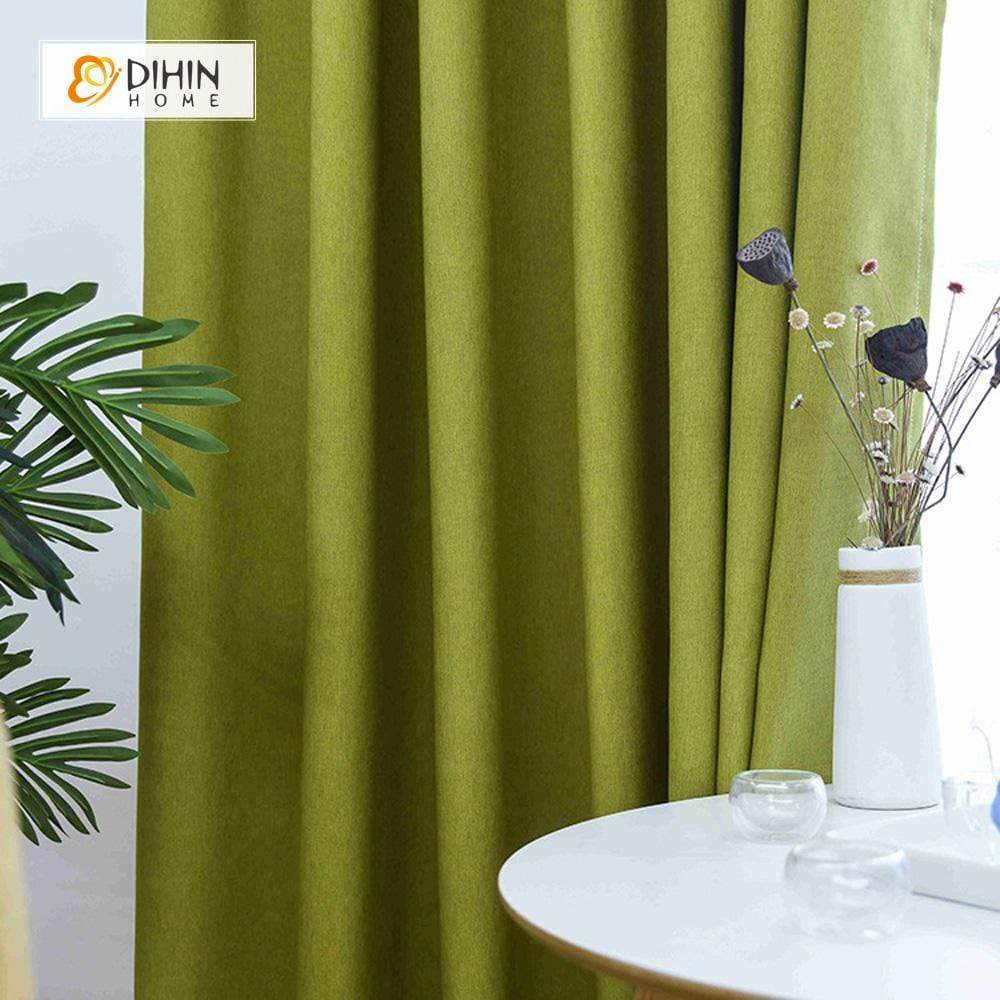 DIHINHOME Home Textile Modern Curtain DIHIN HOME Solid Green Printed，Blackout Grommet Window Curtain for Living Room ,52x63-inch,1 Panel