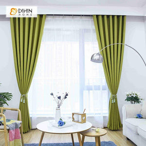 DIHINHOME Home Textile Modern Curtain DIHIN HOME Solid Green Printed，Blackout Grommet Window Curtain for Living Room ,52x63-inch,1 Panel