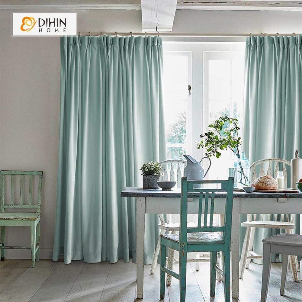 DIHINHOME Home Textile Modern Curtain DIHIN HOME Solid Light Blue Printed，Blackout Grommet Window Curtain for Living Room ,52x63-inch,1 Panel
