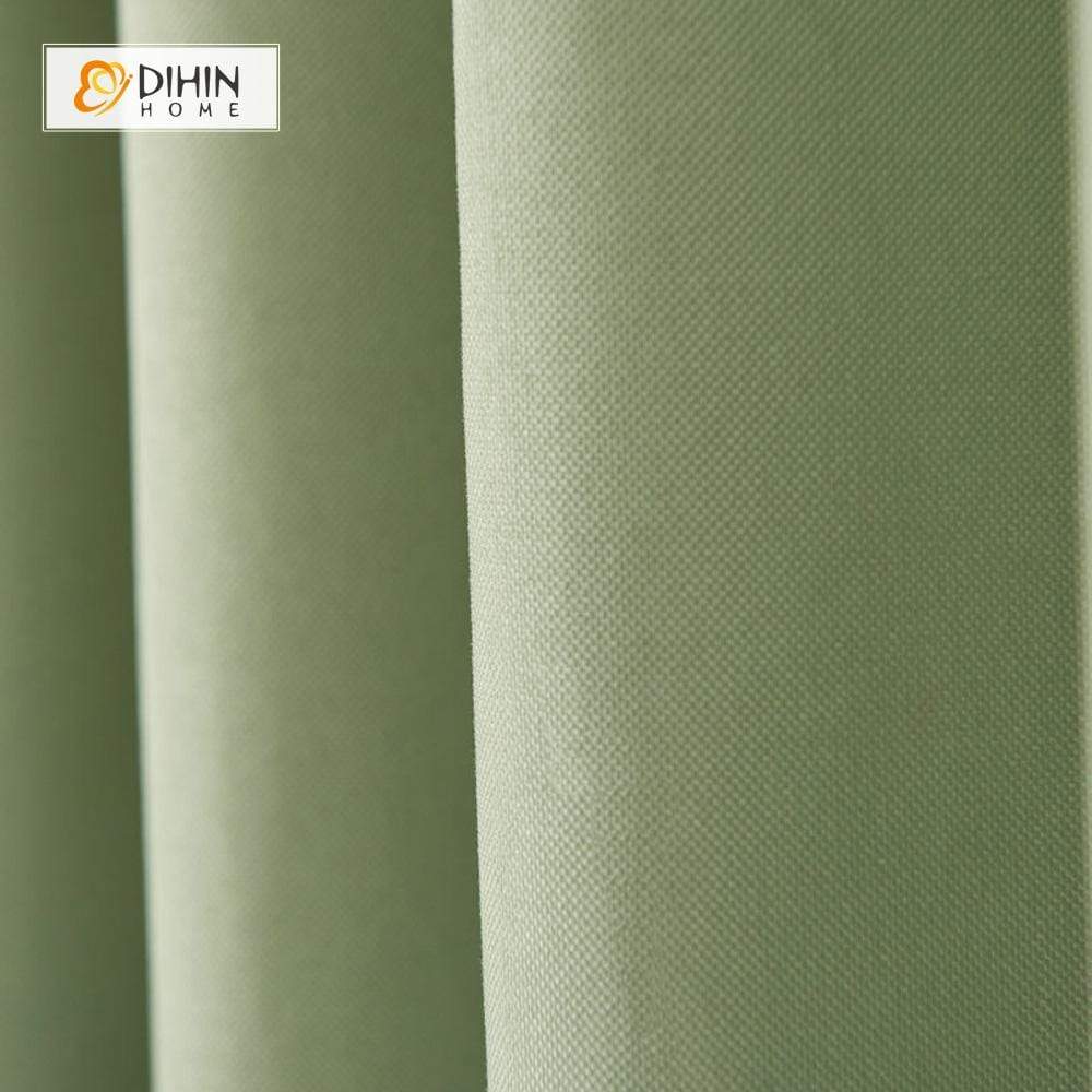 DIHINHOME Home Textile Modern Curtain DIHIN HOME Solid Natural Green Printed，Blackout Grommet Window Curtain for Living Room ,52x63-inch,1 Panel