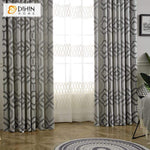 DIHINHOME Home Textile Modern Curtain DIHIN HOME Thin Lines Connect Embroidered,Blackout Grommet Window Curtain for Living Room ,52x63-inch,1 Panel