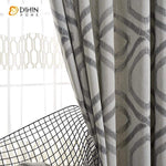 DIHINHOME Home Textile Modern Curtain DIHIN HOME Thin Lines Connect Embroidered,Blackout Grommet Window Curtain for Living Room ,52x63-inch,1 Panel